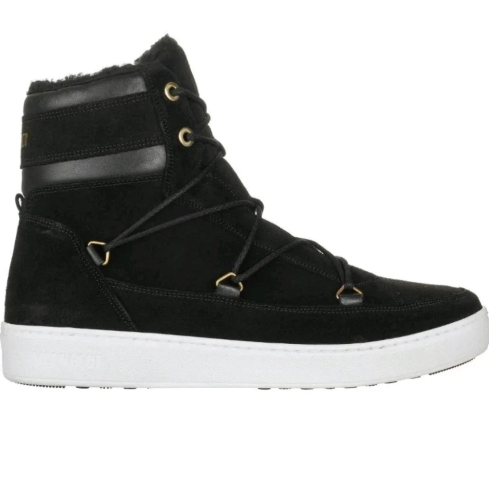 Moon Boot Mens Black Tecnica Mercury High Paris Suede Leather Faux Fur Boot 10